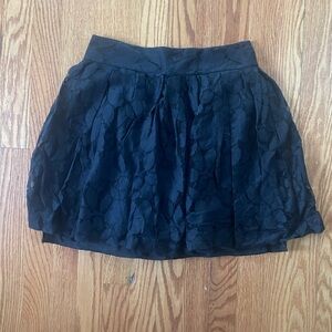 LOFT Black Ruffled Mini Skirt Casual Night Out